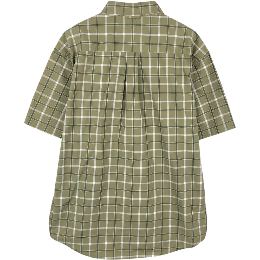 Tommy Hilfiger short-sleeved button-down checked shirt, men's size XL unclear Khaki type sage green Vintage Second Hand