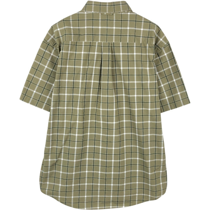 Tommy Hilfiger short-sleeved button-down checked shirt, men's size XL unclear Khaki type sage green Vintage Second Hand