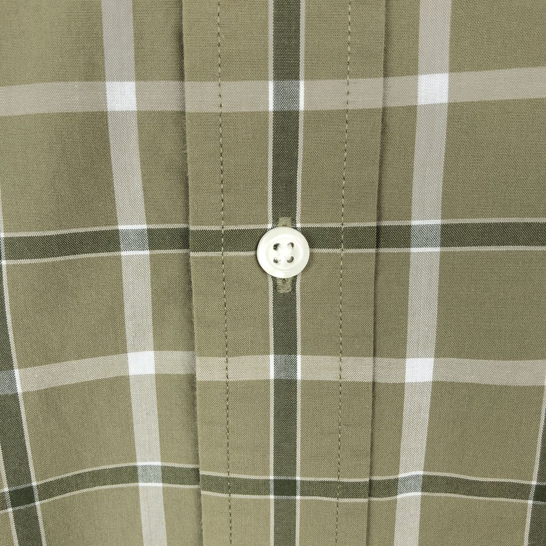 Tommy Hilfiger short-sleeved button-down checked shirt, men's size XL unclear Khaki type sage green Vintage Second Hand
