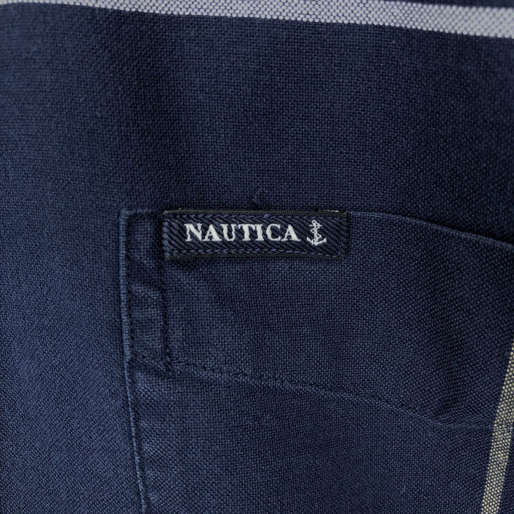 90'S NAUTICA short sleeve button down check shirt, men's size M, vintage cotton navy blue type Vintage Second Hand