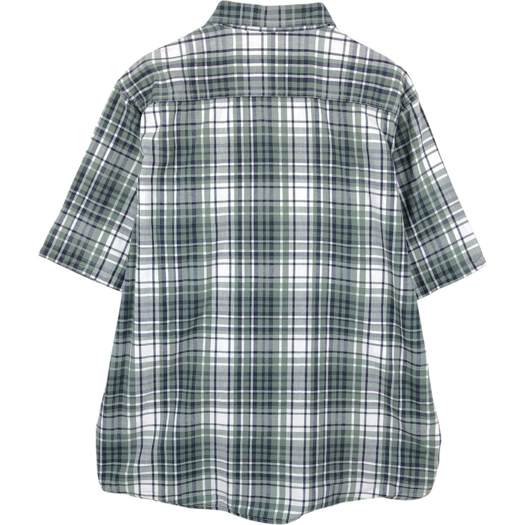 Wrangler PREMIUM QUALITY Short-Sleeve Cotton Check Shirt, Men's Size XL (approx.) cotton green type Vintage Second Hand