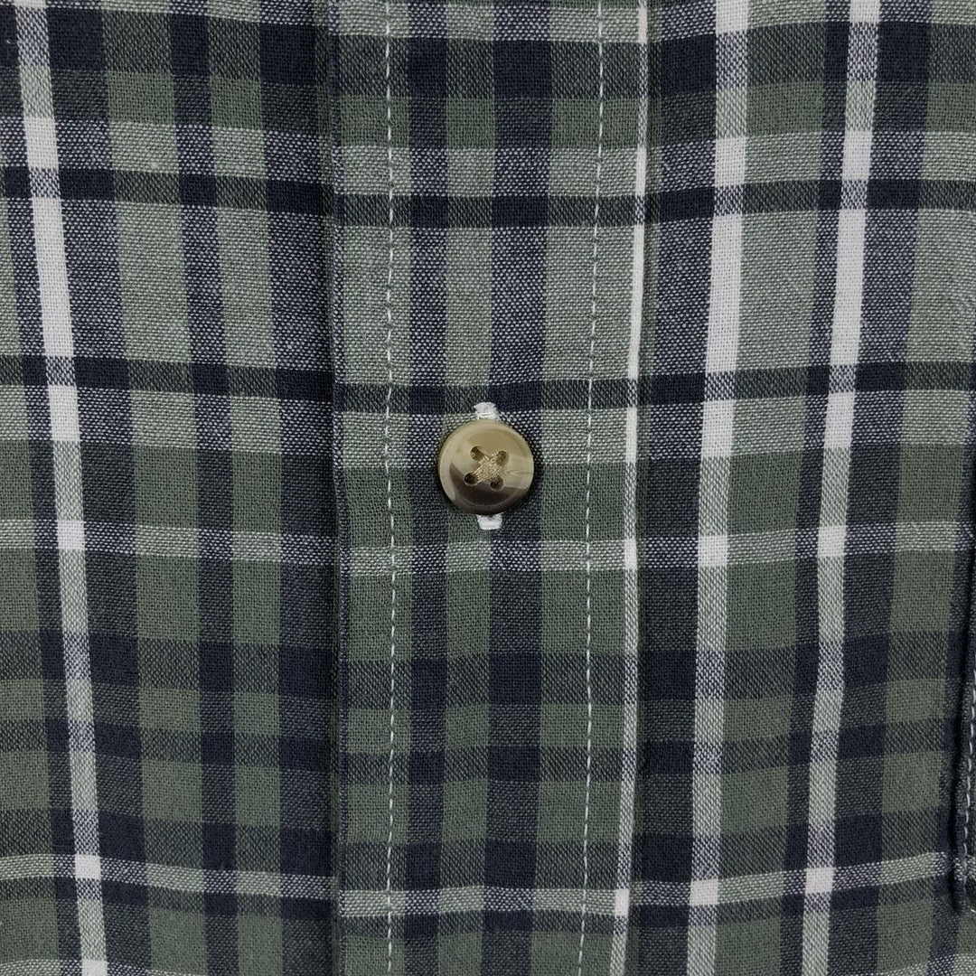 Wrangler PREMIUM QUALITY Short-Sleeve Cotton Check Shirt, Men's Size XL (approx.) cotton green type Vintage Second Hand