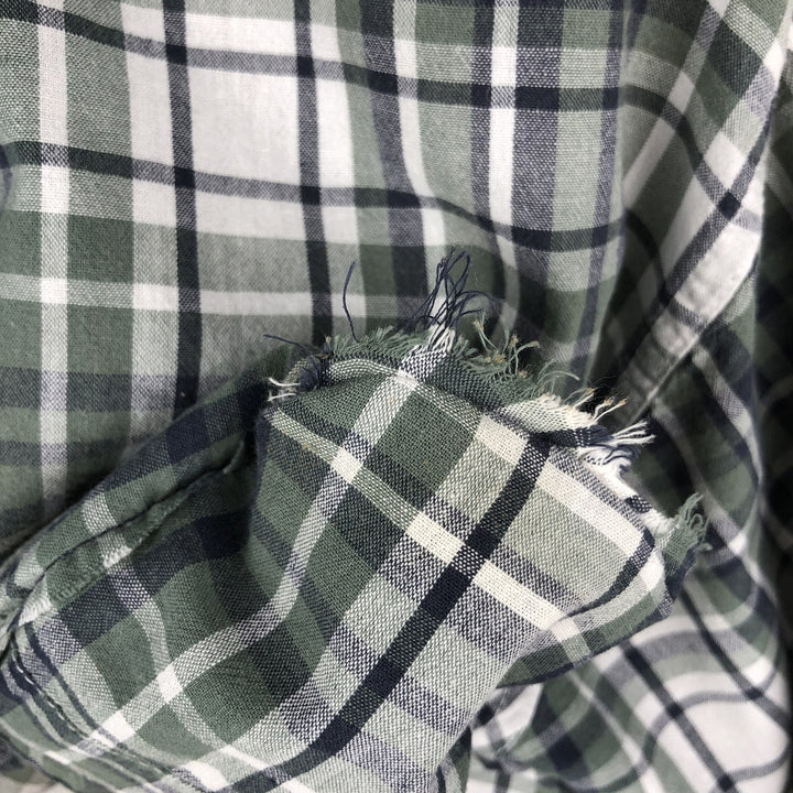 Wrangler PREMIUM QUALITY Short-Sleeve Cotton Check Shirt, Men's Size XL (approx.) cotton green type Vintage Second Hand
