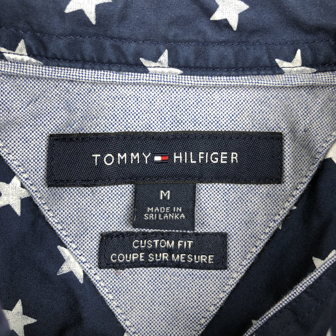 Tommy Hilfiger Custom Fit all-over star print short-sleeved button-down shirt, men's size M. cotton navy blue type Vintage Second Hand