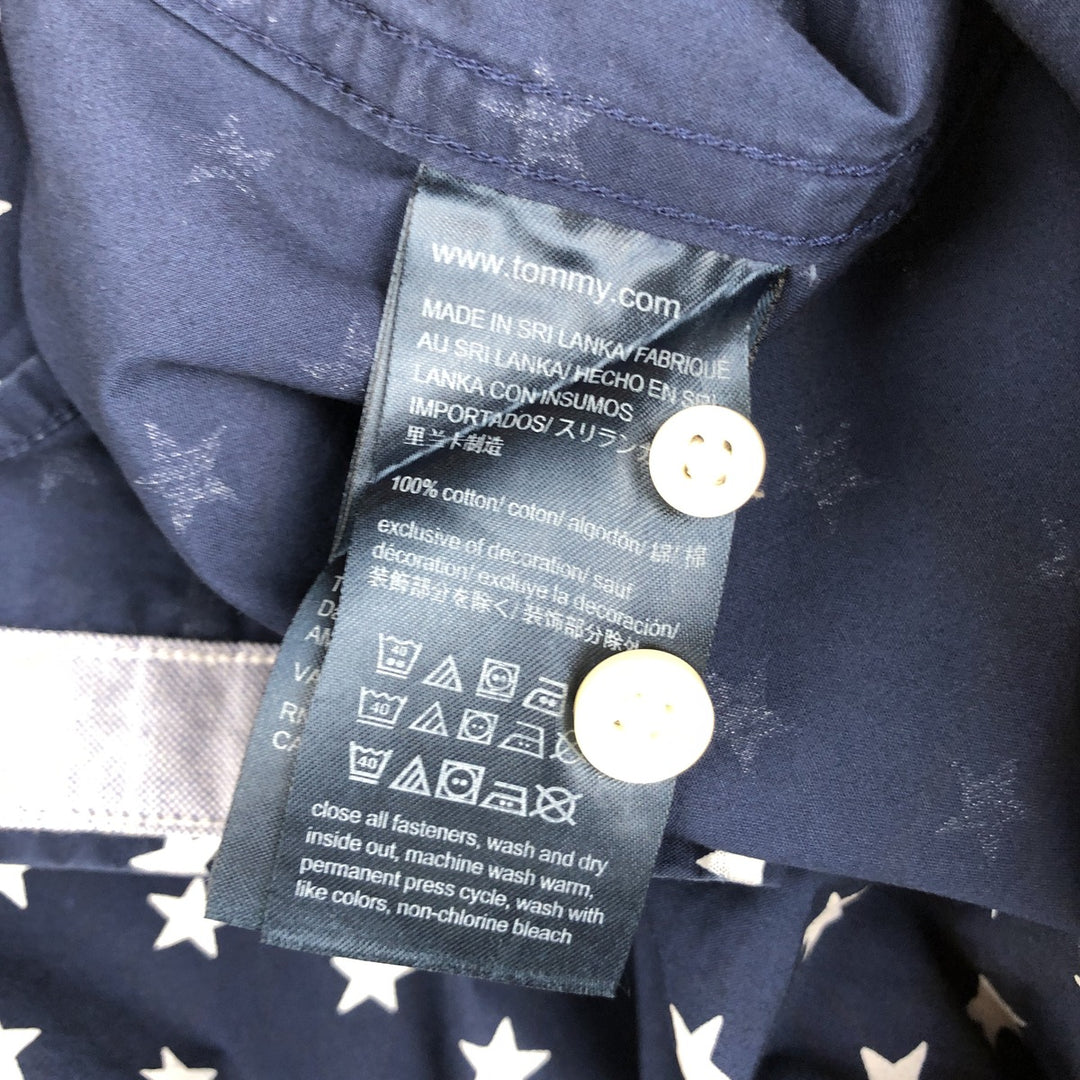 Tommy Hilfiger Custom Fit all-over star print short-sleeved button-down shirt, men's size M. cotton navy blue type Vintage Second Hand