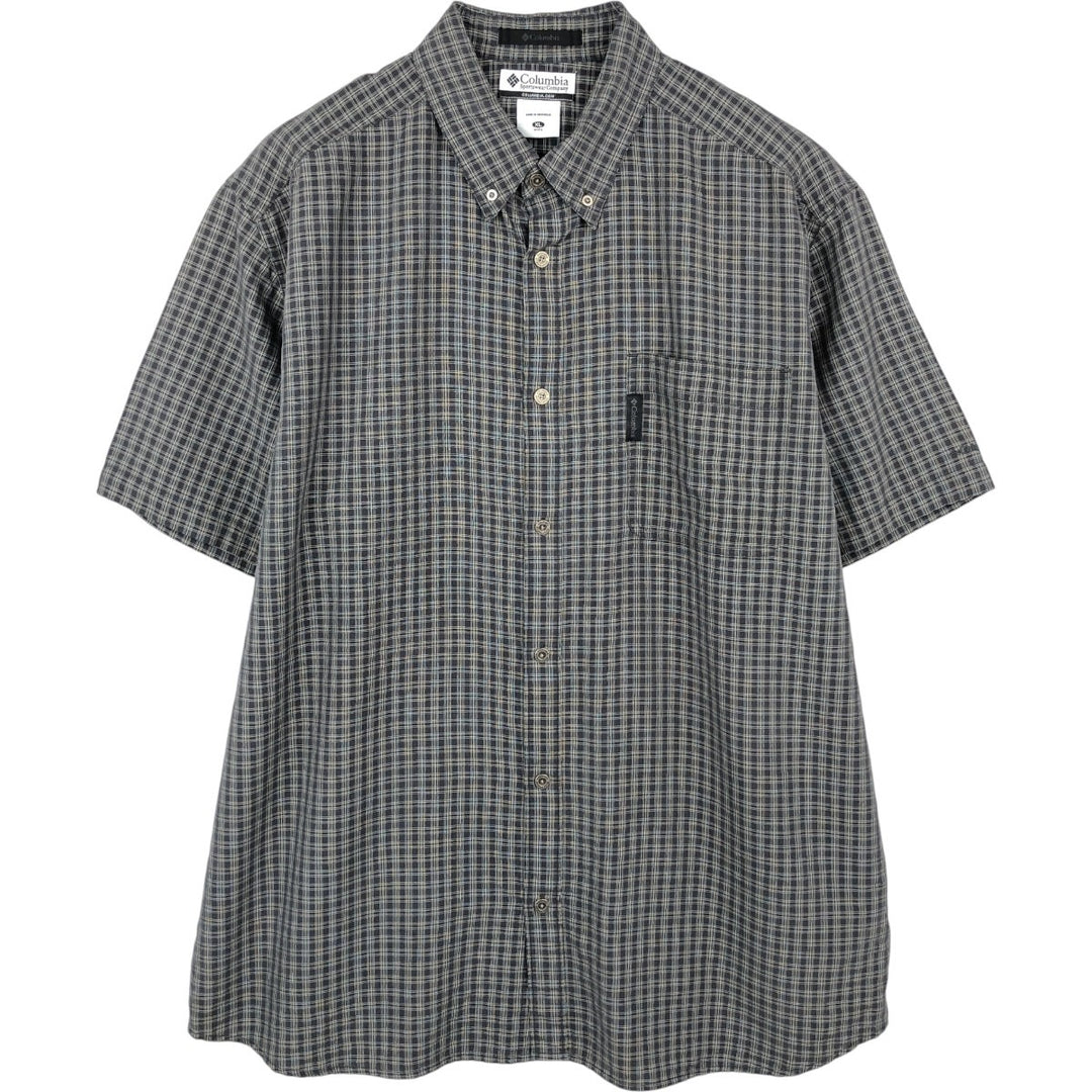 00'S Columbia Short Sleeve Button Down Check Shirt Men's XL Modal Khaki type Vintage Second Hand