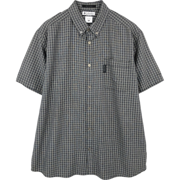 00'S Columbia Short Sleeve Button Down Check Shirt Men's XL Modal Khaki type Vintage Second Hand
