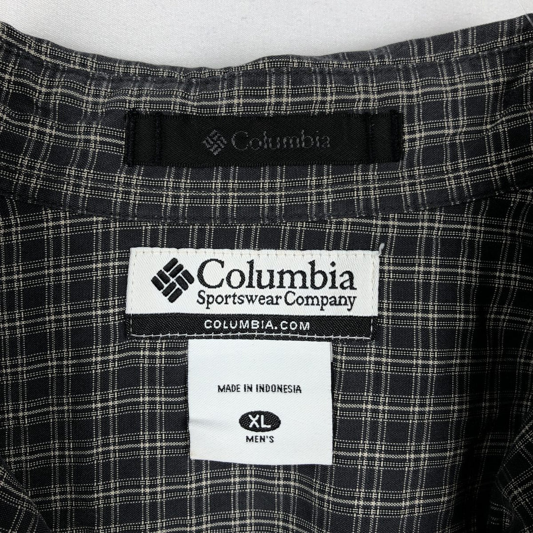 00'S Columbia Short Sleeve Button Down Check Shirt Men's XL Modal Khaki type Vintage Second Hand