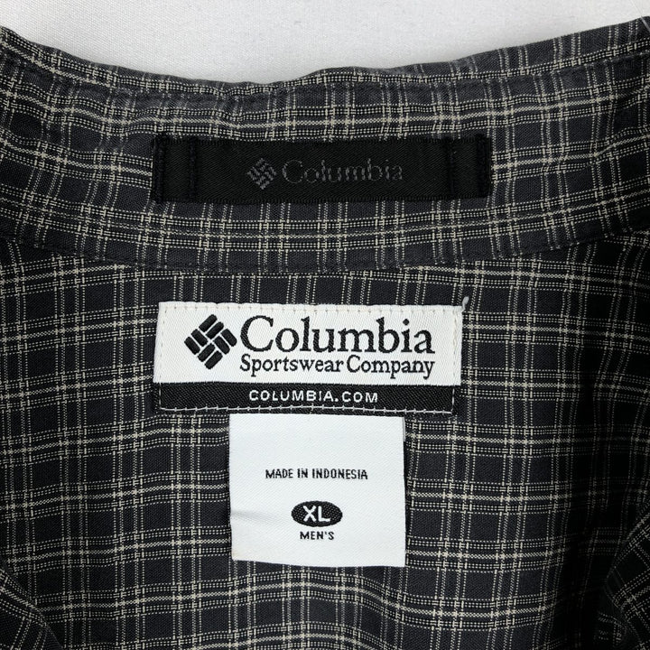 00'S Columbia Short Sleeve Button Down Check Shirt Men's XL Modal Khaki type Vintage Second Hand