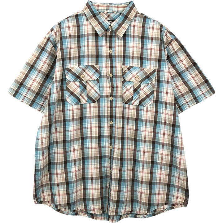 Timberland Men's Short Sleeve Button-Down Check Shirt, Size XL cotton Blue type light blue Vintage Second Hand