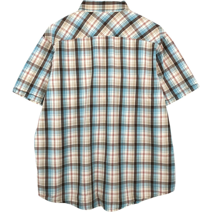 Timberland Men's Short Sleeve Button-Down Check Shirt, Size XL cotton Blue type light blue Vintage Second Hand
