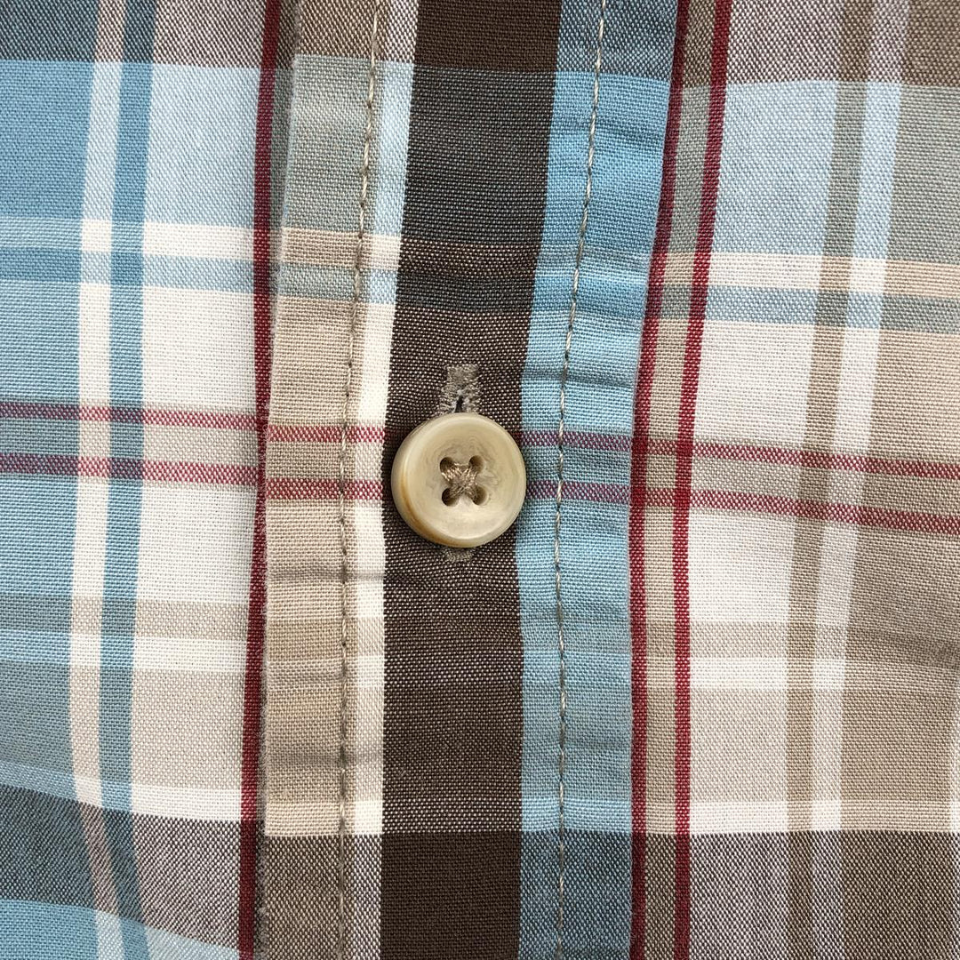 Timberland Men's Short Sleeve Button-Down Check Shirt, Size XL cotton Blue type light blue Vintage Second Hand