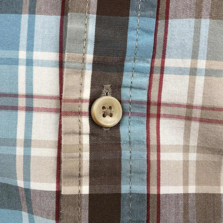 Timberland Men's Short Sleeve Button-Down Check Shirt, Size XL cotton Blue type light blue Vintage Second Hand