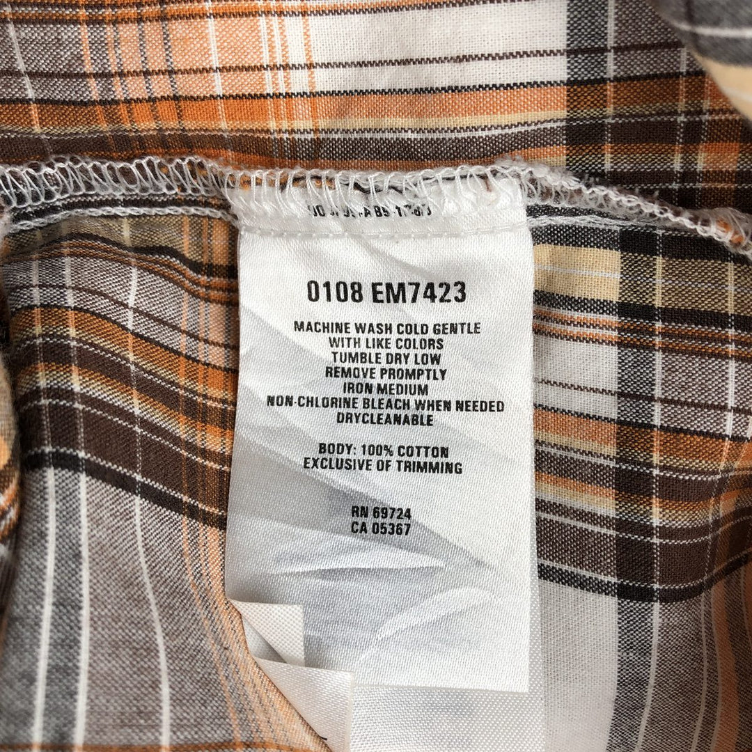 Columbia Short-Sleeve Cotton Check Shirt, Men's Size XL (approx.) cotton orange type Vintage Second Hand