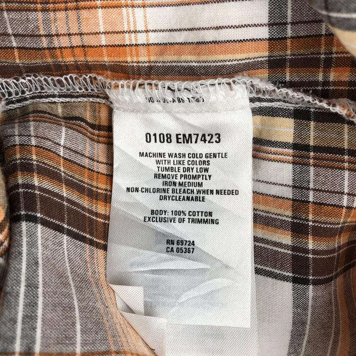 Columbia Short-Sleeve Cotton Check Shirt, Men's Size XL (approx.) cotton orange type Vintage Second Hand