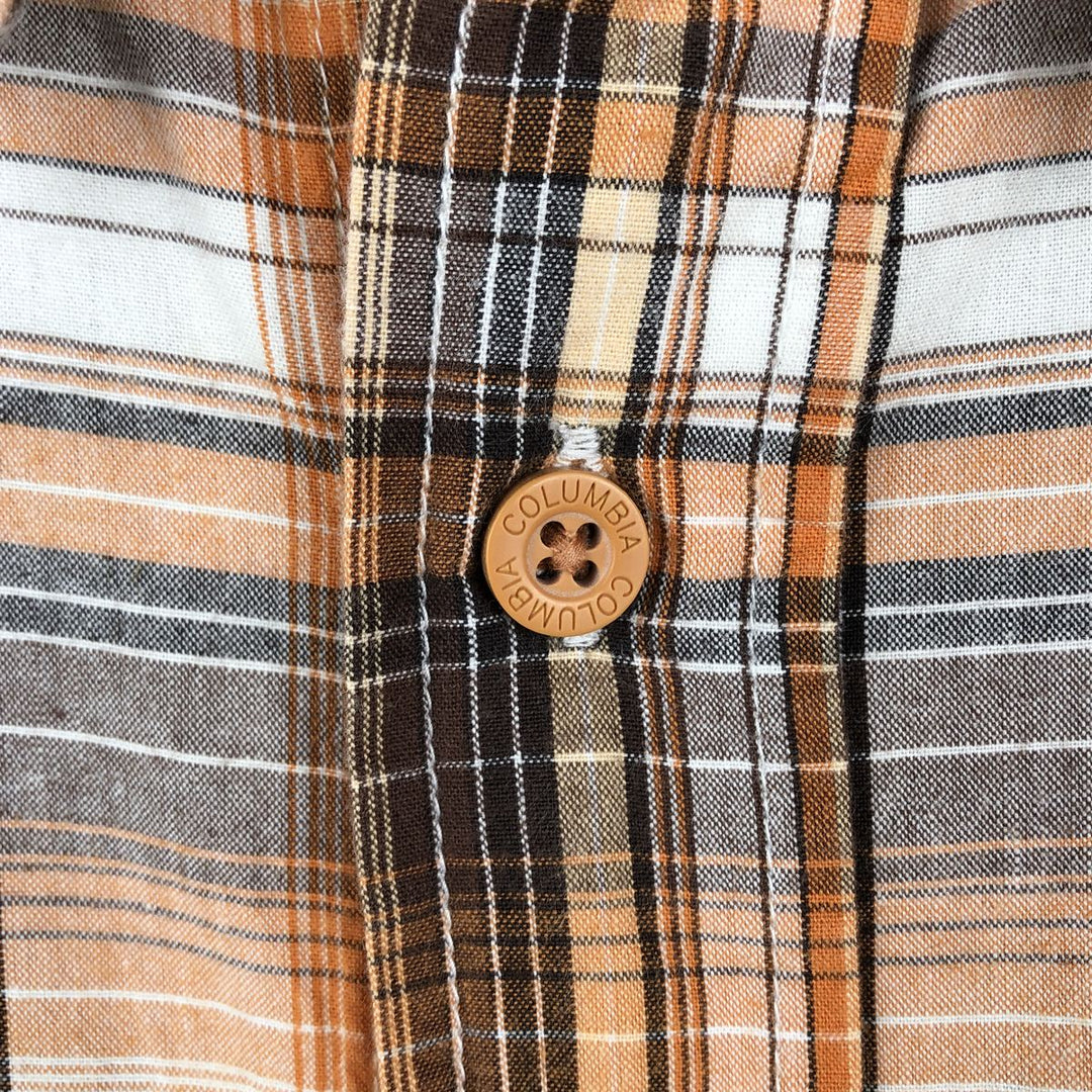 Columbia Short-Sleeve Cotton Check Shirt, Men's Size XL (approx.) cotton orange type Vintage Second Hand