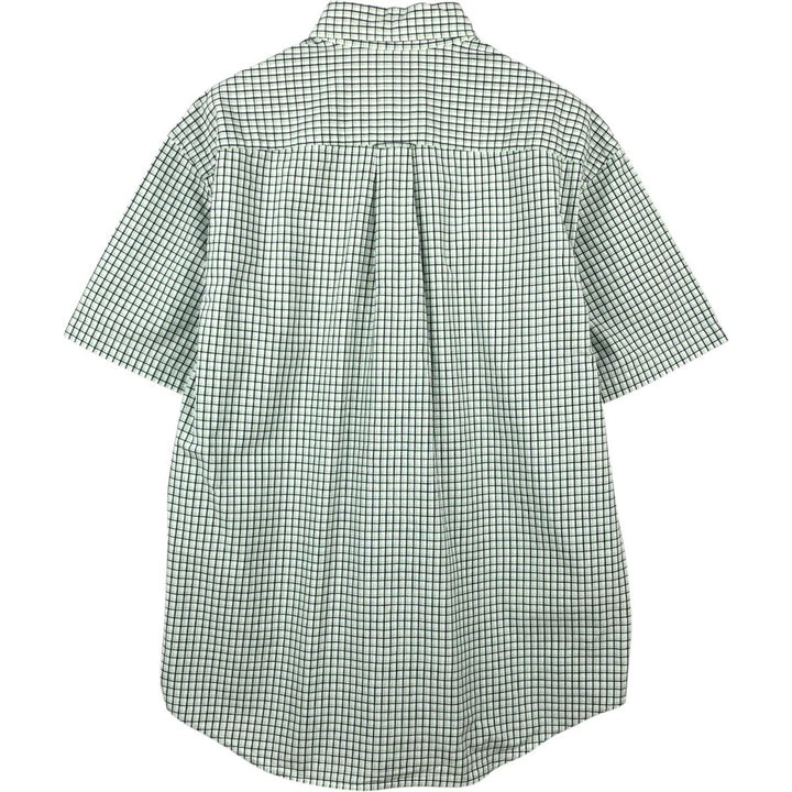 Nautica long-sleeved button-down check shirt, men's size L (approx.) cotton green type yellow green Vintage Second Hand