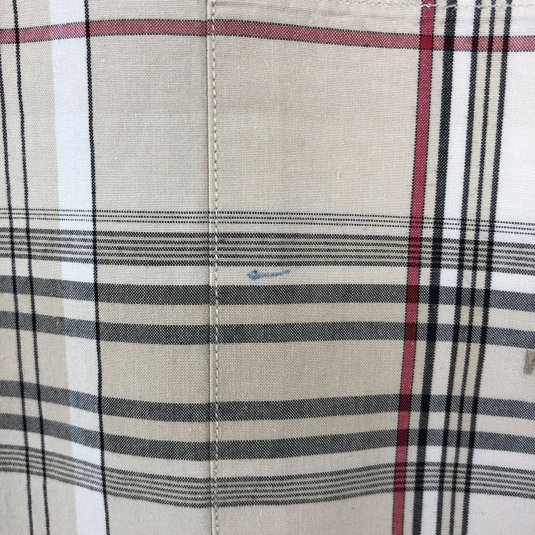 Nautica Check Pattern Short-Sleeve Box Shirt, Men's Size XL (approx.) cotton Beige type Vintage Second Hand