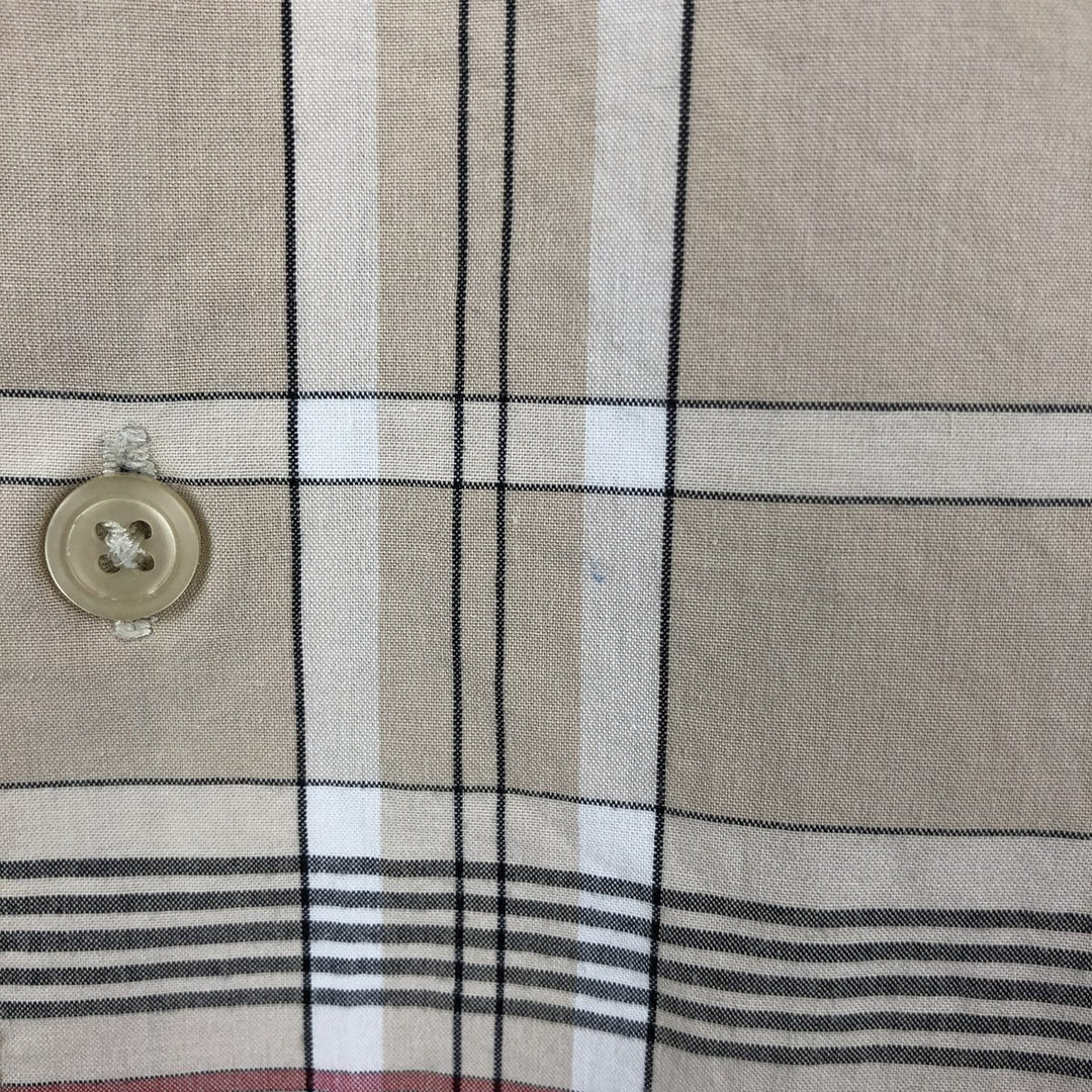 Nautica Check Pattern Short-Sleeve Box Shirt, Men's Size XL (approx.) cotton Beige type Vintage Second Hand