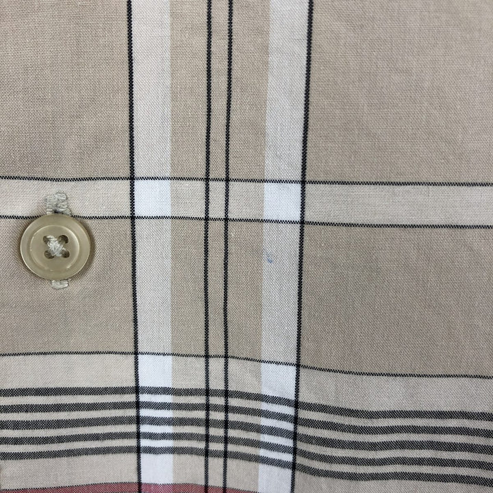Nautica Check Pattern Short-Sleeve Box Shirt, Men's Size XL (approx.) cotton Beige type Vintage Second Hand