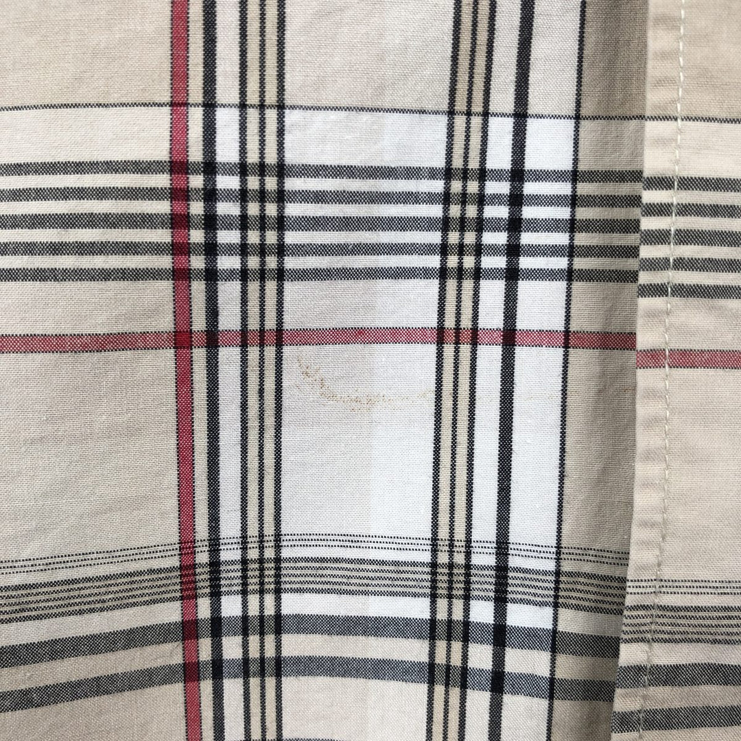 Nautica Check Pattern Short-Sleeve Box Shirt, Men's Size XL (approx.) cotton Beige type Vintage Second Hand