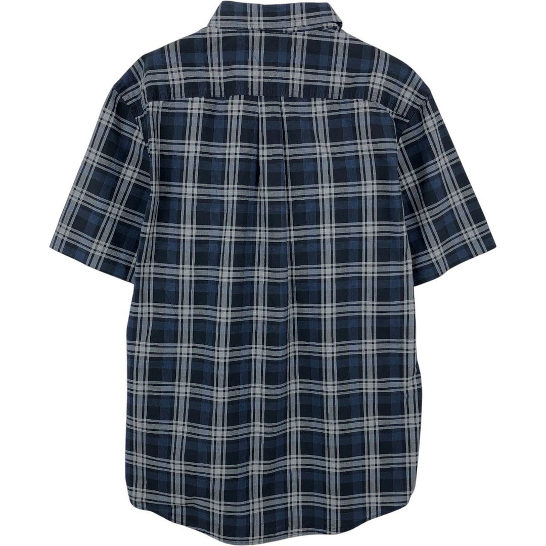 Tommy Hilfiger Classic Fit Short-Sleeve Button-Down Check Shirt, Men's Size L (approx.) cotton navy blue type Vintage Second Hand