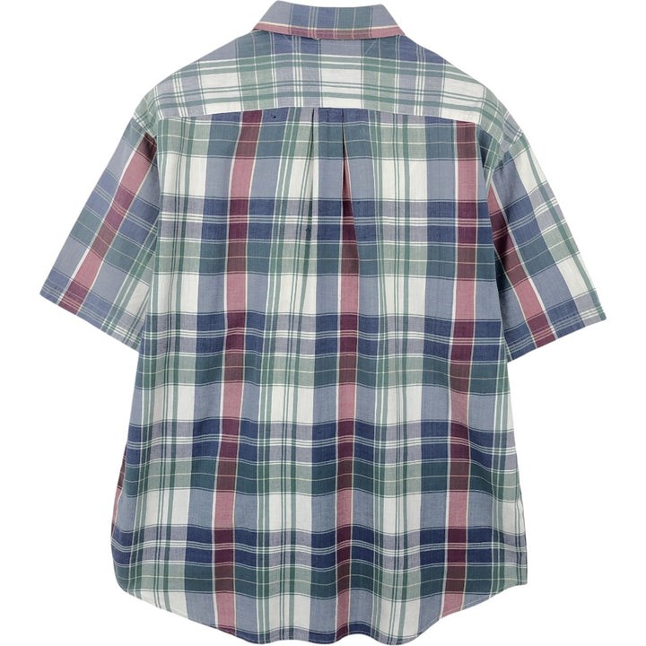 2000'S Tommy Hilfiger Short-Sleeve Button-Down Check Shirt, Men's Size L (approx.) cotton blue type Vintage Second Hand