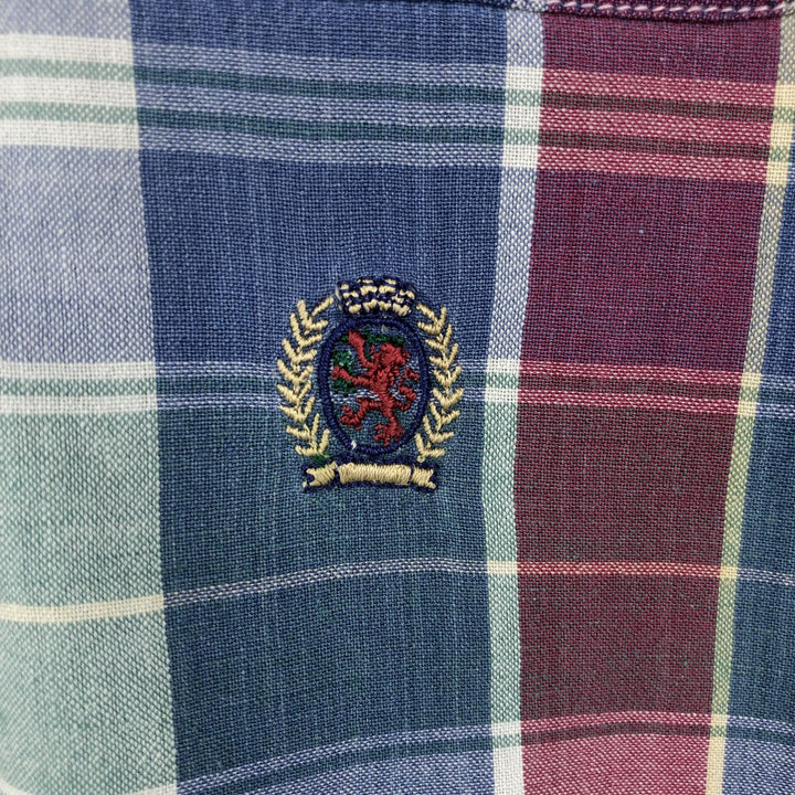 2000'S Tommy Hilfiger Short-Sleeve Button-Down Check Shirt, Men's Size L (approx.) cotton blue type Vintage Second Hand