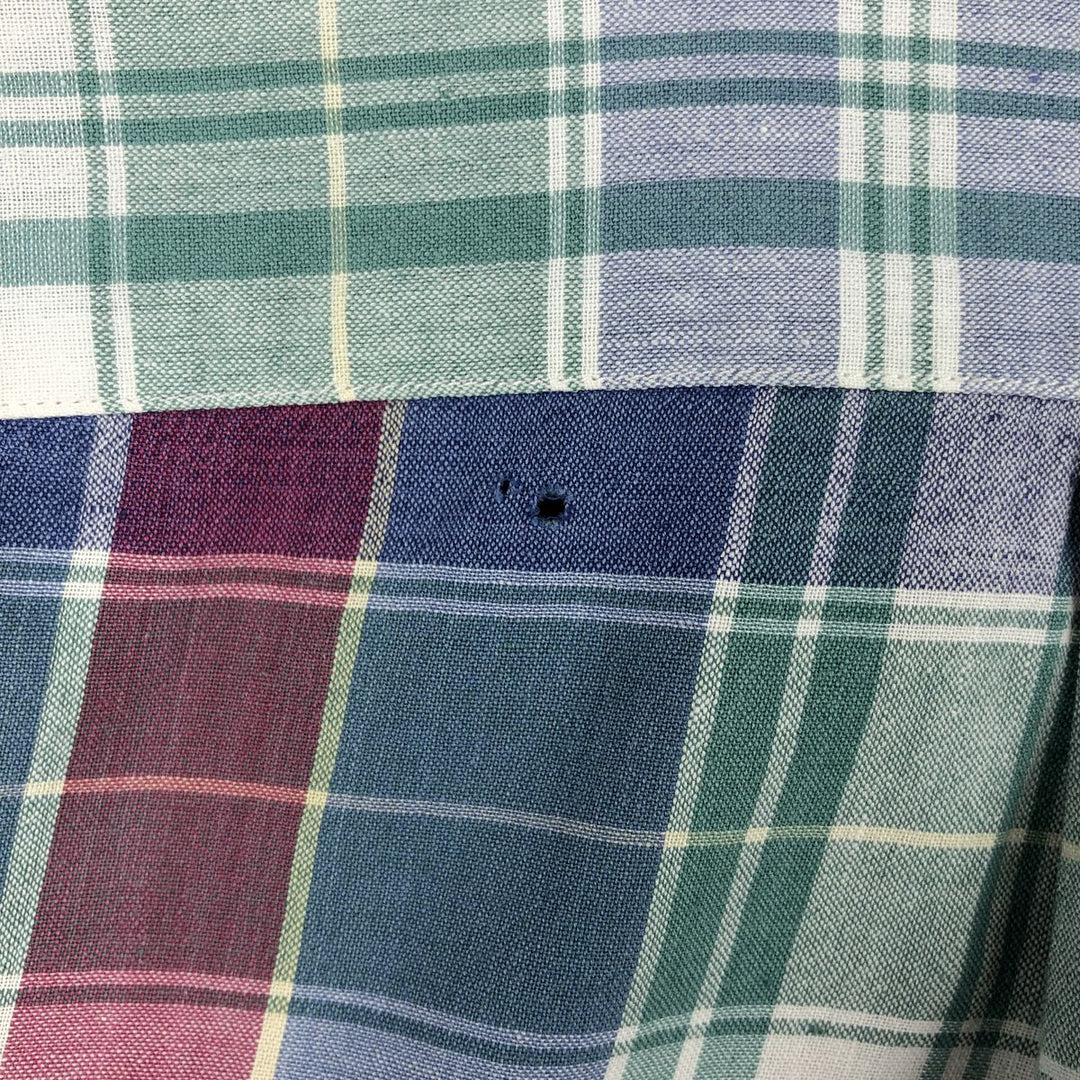 2000'S Tommy Hilfiger Short-Sleeve Button-Down Check Shirt, Men's Size L (approx.) cotton blue type Vintage Second Hand