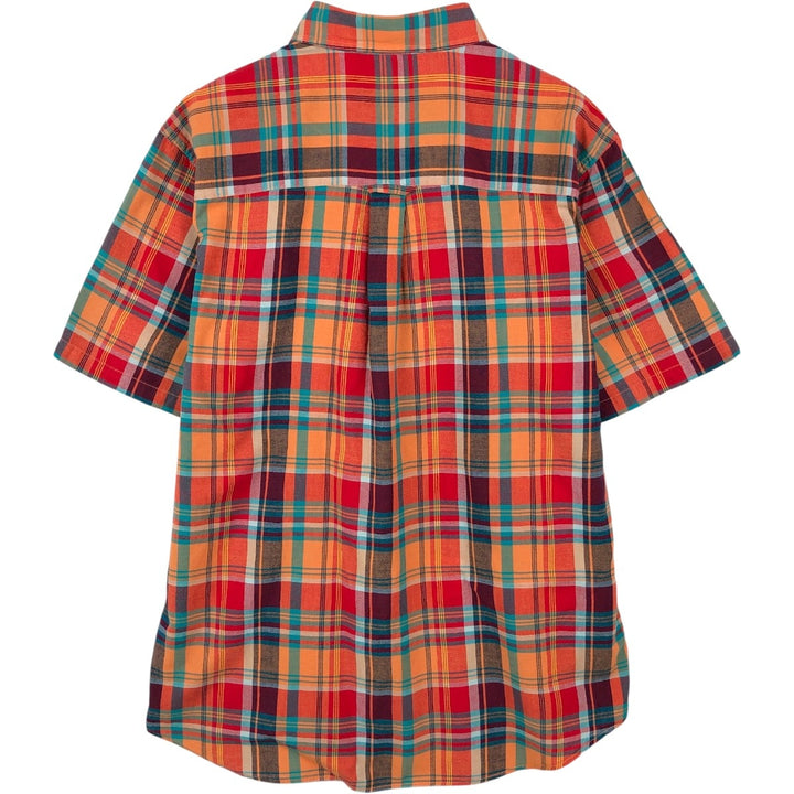 Pendleton Seaside Madras Check Short-Sleeve Button-Down Check Shirt, Men's Size L (approx.) unclear red type Vintage Second Hand