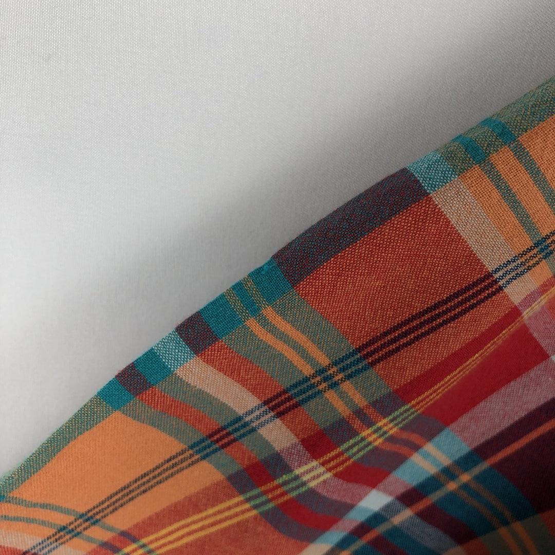Pendleton Seaside Madras Check Short-Sleeve Button-Down Check Shirt, Men's Size L (approx.) unclear red type Vintage Second Hand