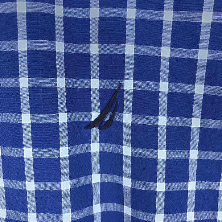 2000'S Nautica Athletic Fit Short-Sleeve Cotton Check Shirt, Men's Size XL (approx.) cotton blue type Vintage Second Hand