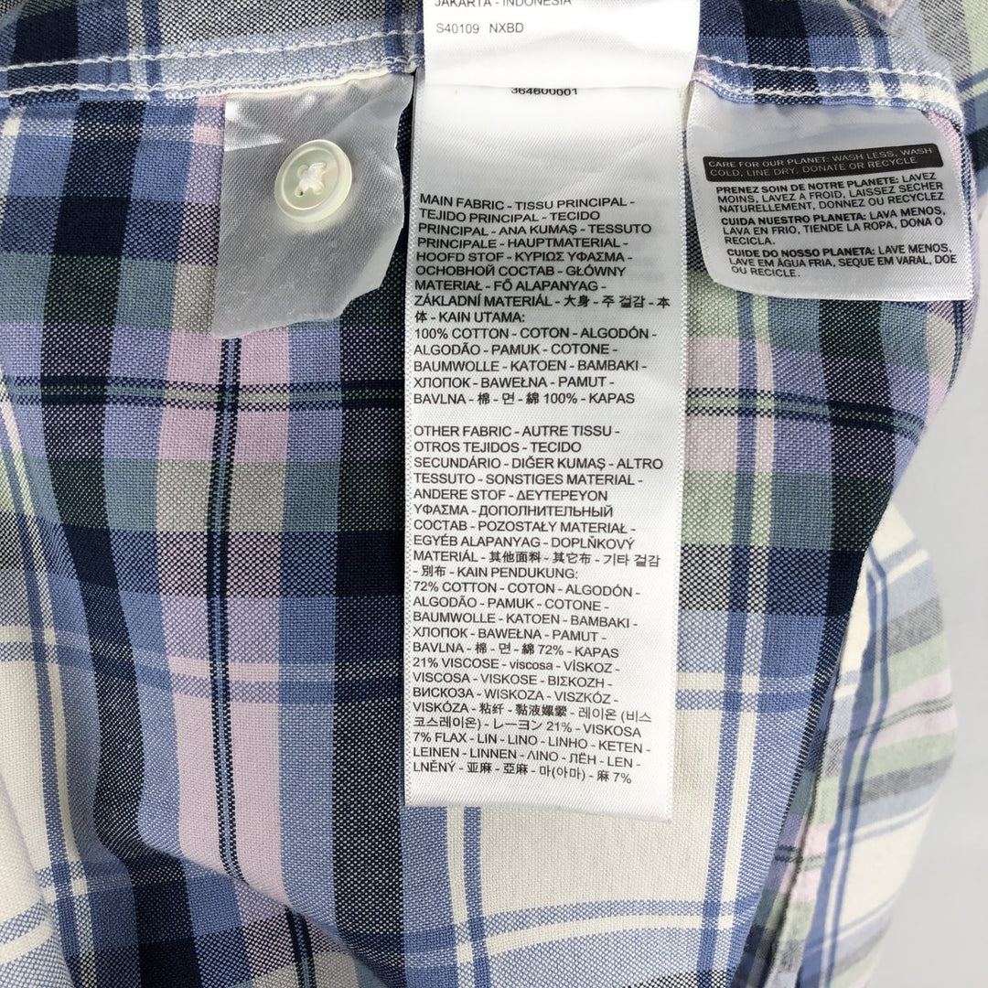 Levi's Oversized Short-Sleeve Cotton Check Shirt (Men's Size S equivalent) cotton blue type Vintage Second Hand