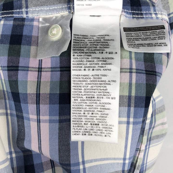 Levi's Oversized Short-Sleeve Cotton Check Shirt (Men's Size S equivalent) cotton blue type Vintage Second Hand