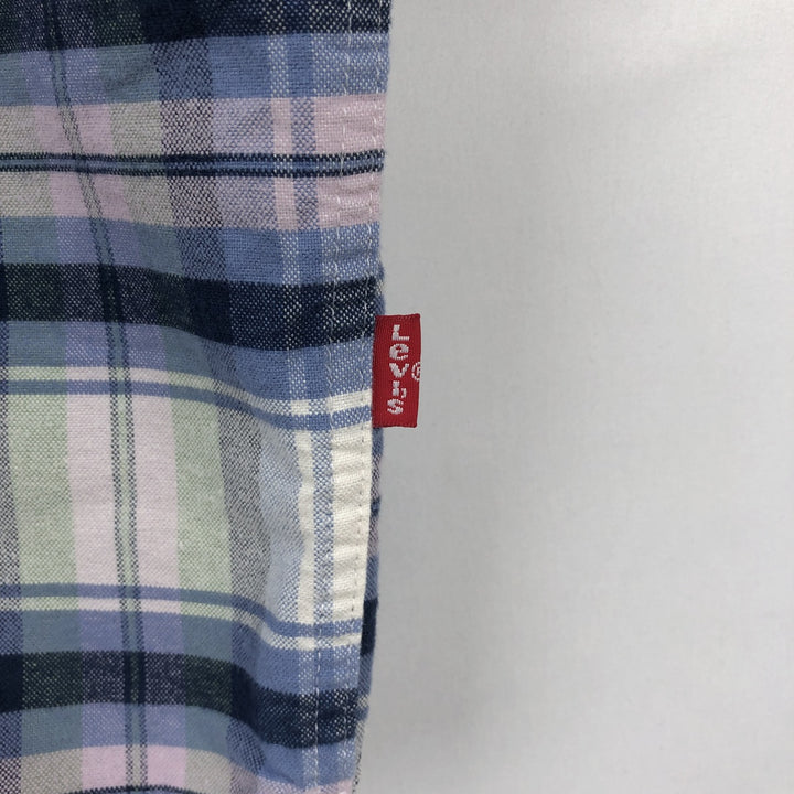 Levi's Oversized Short-Sleeve Cotton Check Shirt (Men's Size S equivalent) cotton blue type Vintage Second Hand