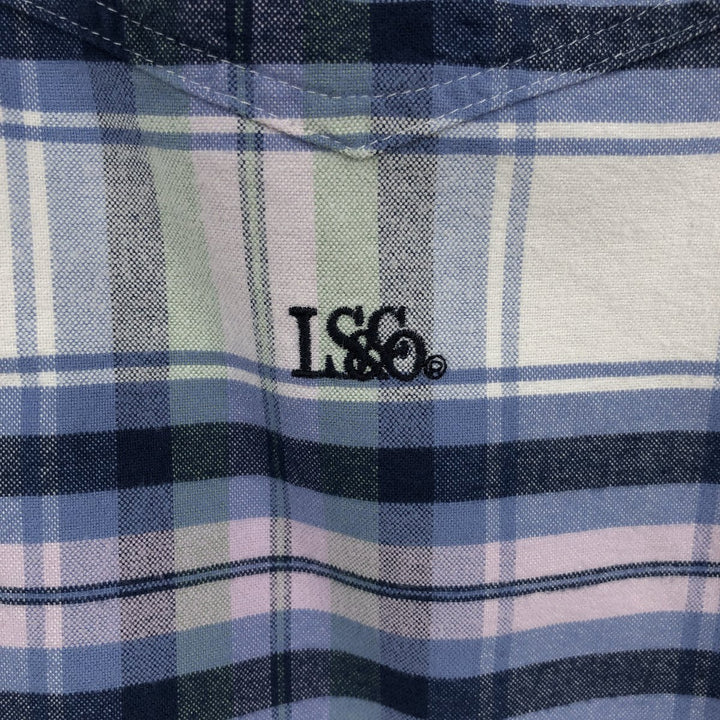 Levi's Oversized Short-Sleeve Cotton Check Shirt (Men's Size S equivalent) cotton blue type Vintage Second Hand