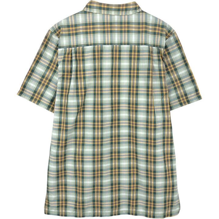 THE NORTH FACE Short Sleeve Check Shirt, Men's Size L Nylon Khaki type sage green Vintage Second Hand