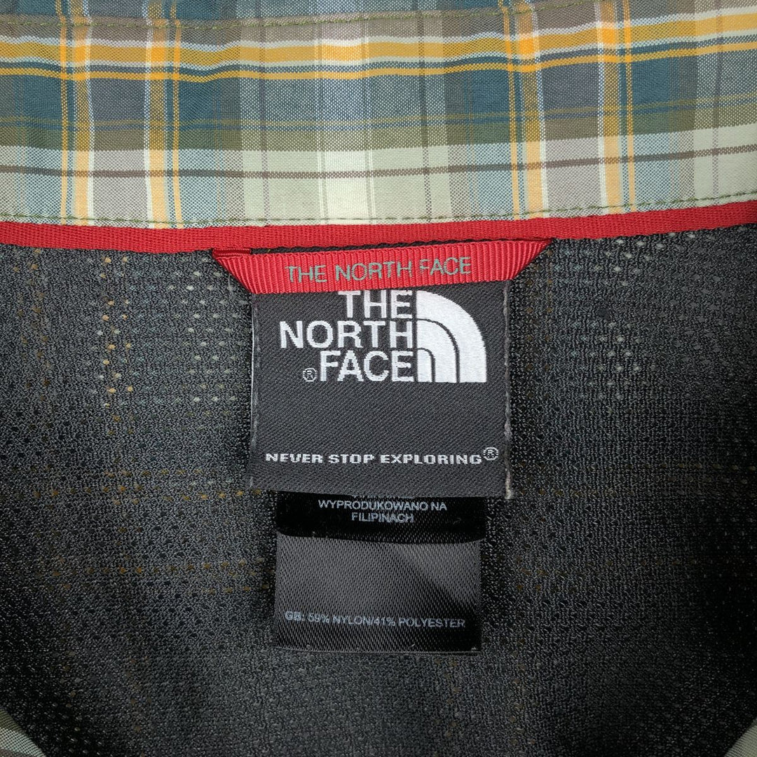 THE NORTH FACE Short Sleeve Check Shirt, Men's Size L Nylon Khaki type sage green Vintage Second Hand