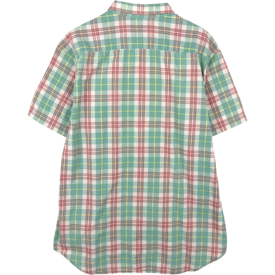 QUIKSILVER MODERN Short-Sleeve Cotton Check Shirt, Men's Size XL (approx.) cotton green type Vintage Second Hand