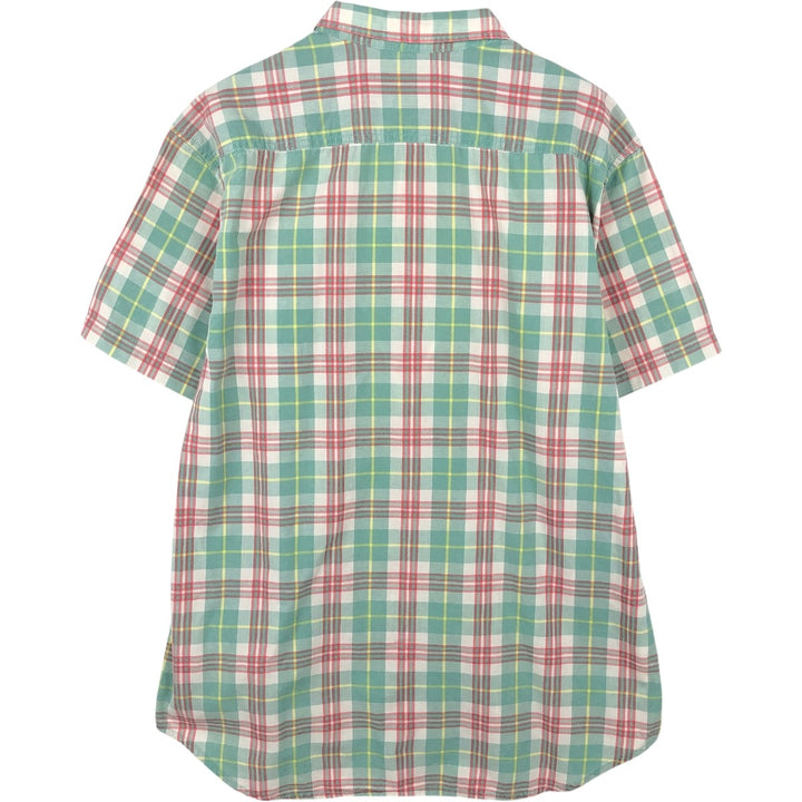 QUIKSILVER MODERN Short-Sleeve Cotton Check Shirt, Men's Size XL (approx.) cotton green type Vintage Second Hand