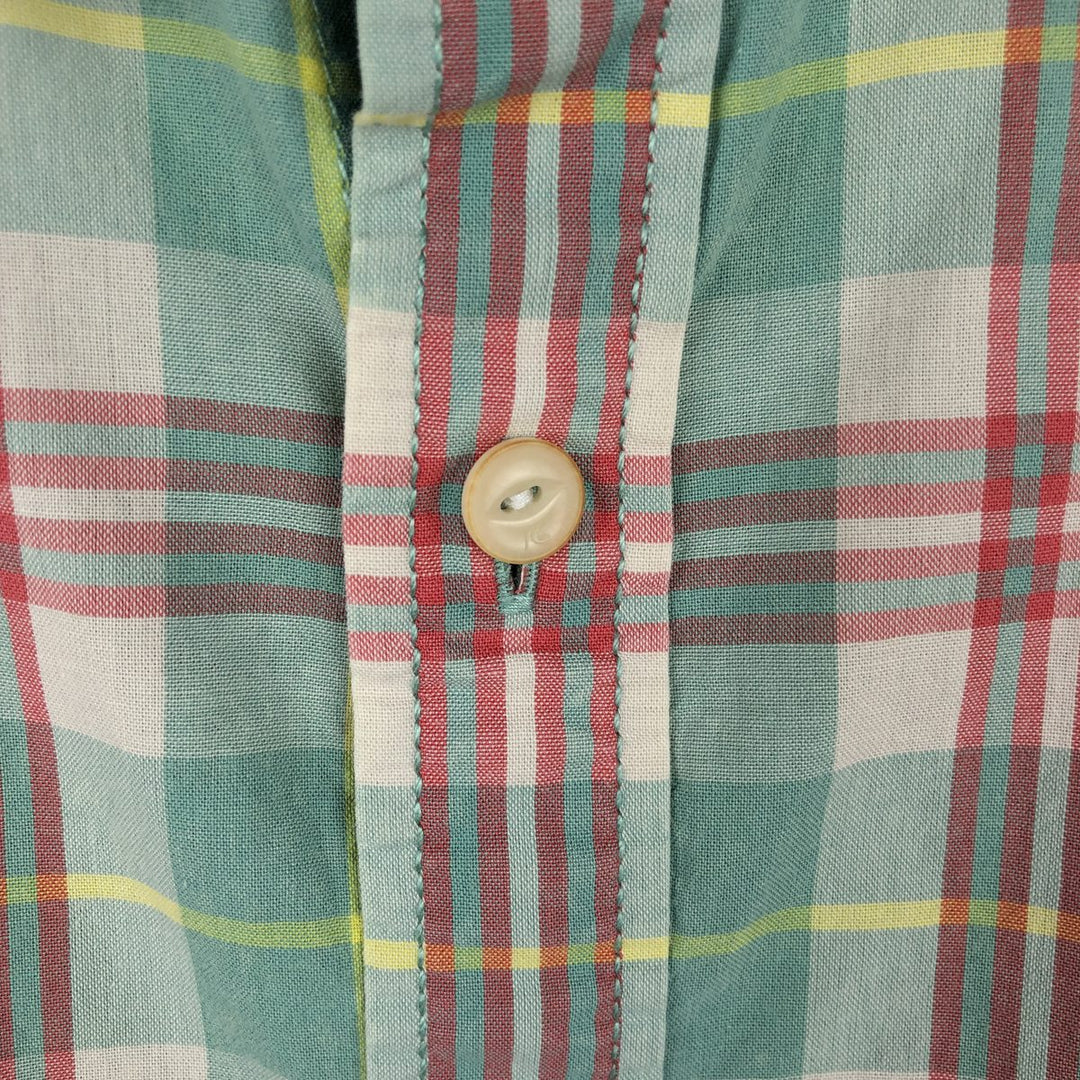 QUIKSILVER MODERN Short-Sleeve Cotton Check Shirt, Men's Size XL (approx.) cotton green type Vintage Second Hand