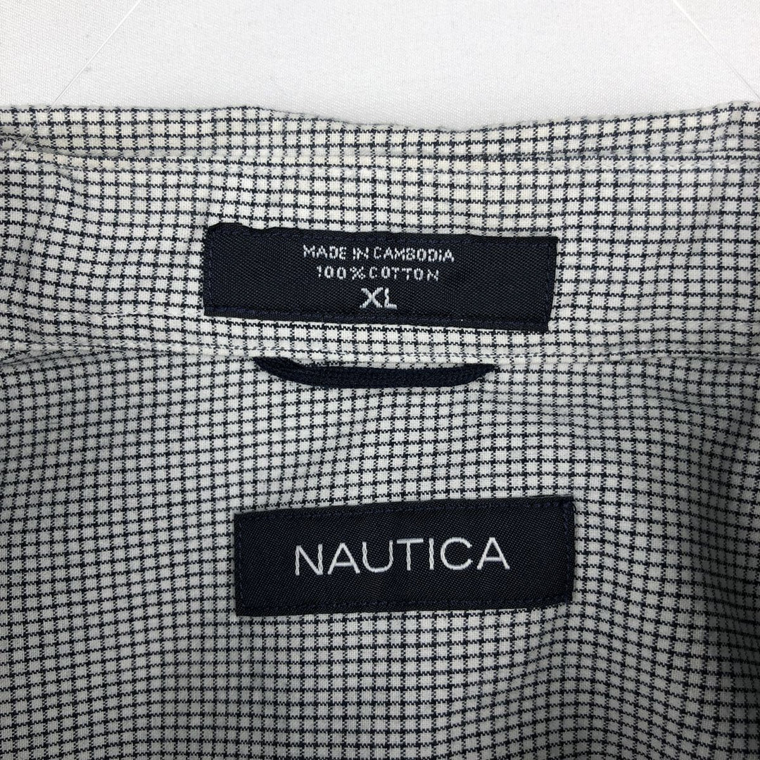 2000'S Nautica short-sleeved button-down check shirt, men's size XL (approx.) cotton white type Vintage Second Hand