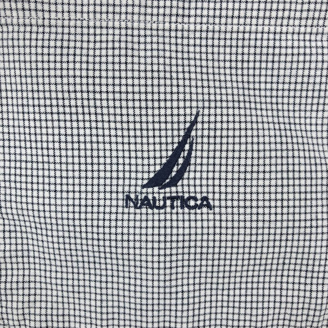 2000'S Nautica short-sleeved button-down check shirt, men's size XL (approx.) cotton white type Vintage Second Hand