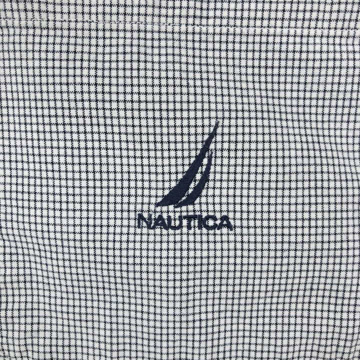 2000'S Nautica short-sleeved button-down check shirt, men's size XL (approx.) cotton white type Vintage Second Hand