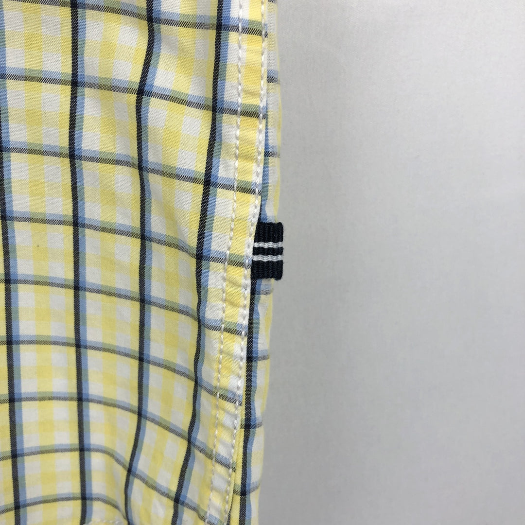 Nautica Classic Fit 30th Anniversary Short-Sleeve Button-Down Check Shirt (Men's Size XL) - 2000'S Edition cotton yellow type Vintage Second Hand