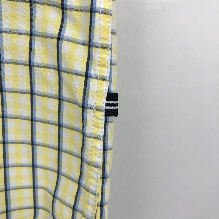 Nautica Classic Fit 30th Anniversary Short-Sleeve Button-Down Check Shirt (Men's Size XL) - 2000'S Edition cotton yellow type Vintage Second Hand