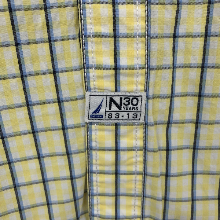 Nautica Classic Fit 30th Anniversary Short-Sleeve Button-Down Check Shirt (Men's Size XL) - 2000'S Edition cotton yellow type Vintage Second Hand