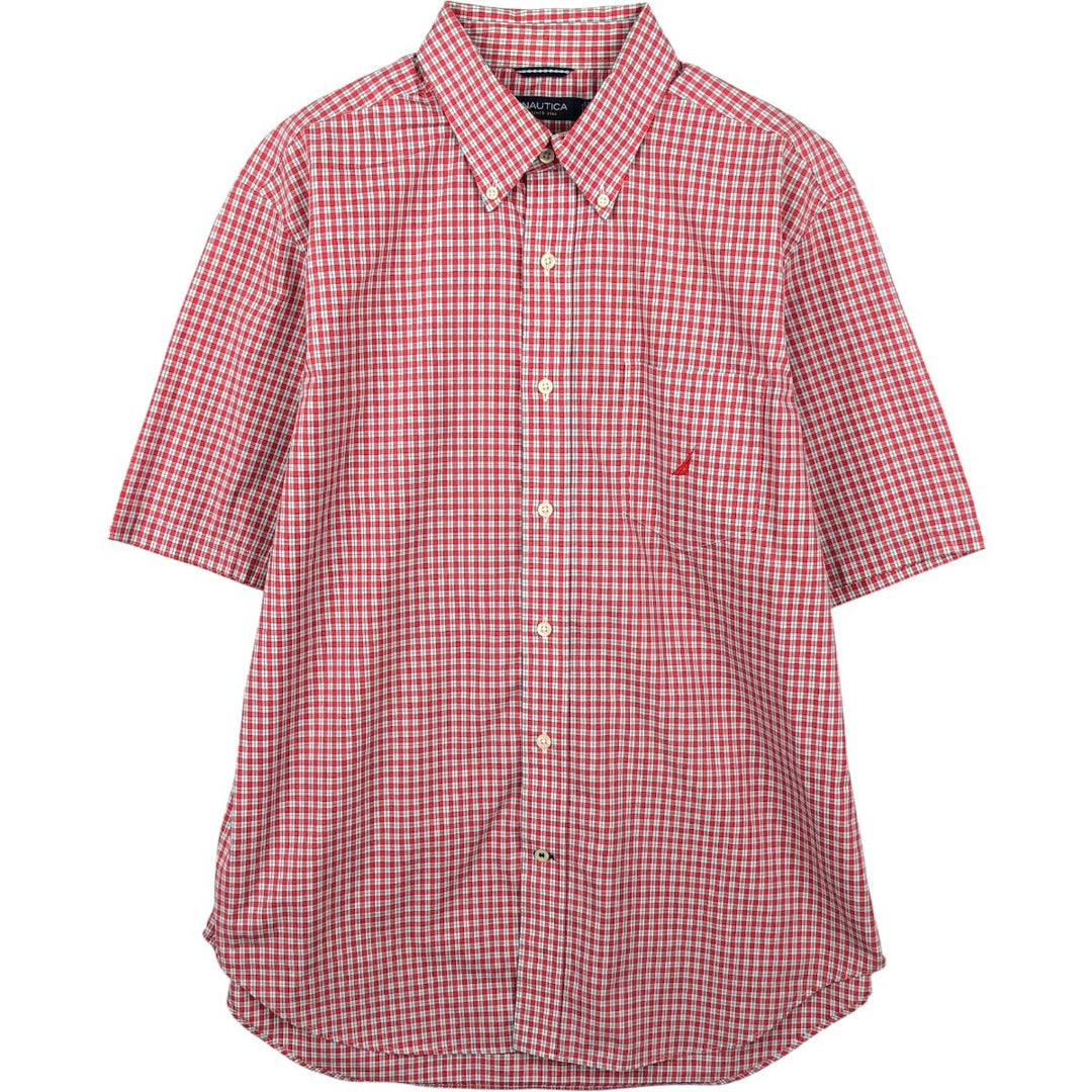 Nautica Classic Fit Short-Sleeve Button-Down Check Shirt (Men's Size L, equivalent to 2000s) cotton red type Vintage Second Hand
