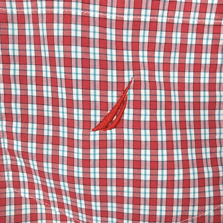 Nautica Classic Fit Short-Sleeve Button-Down Check Shirt (Men's Size L, equivalent to 2000s) cotton red type Vintage Second Hand