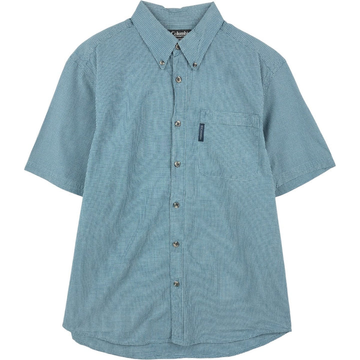 Columbia XCO Short-Sleeve Button-Down Check Shirt, Men's Size S (approx.) cotton blue type Vintage Second Hand